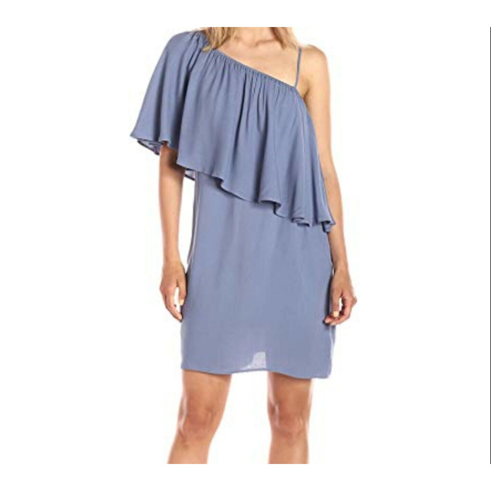 Ella Moss Women Large Dress Ruffle One Shoulder Short Knee Length Blue NWT